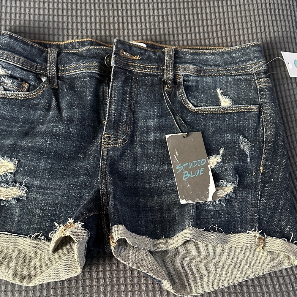 Studio Blue Ripped Jean Shorts